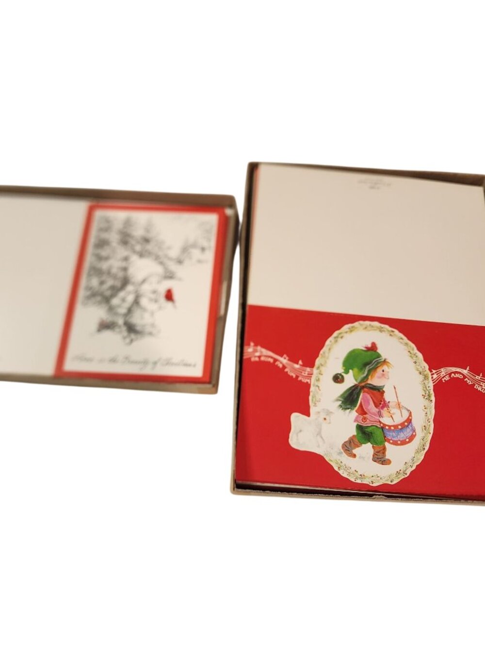 Vintage Christmas Cards (24) Little Drummer Boy / (23) love is the Beauty of Chr